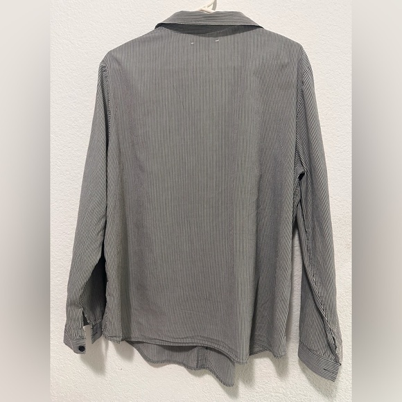 Lafayette 148 Women's White and Gray Striped Button-Up Shirt Blouse Size XL - Picture 6 of 10